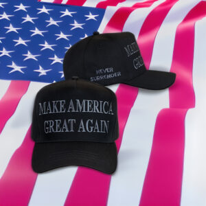 TRUMP NEVER SURRENDER BLACK MAGA 2024 Trucker Hat