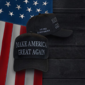 TRUMP NEVER SURRENDER BLACK MAGA Dad Hat