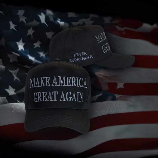 TRUMP NEVER SURRENDER BLACK MAGA HATS