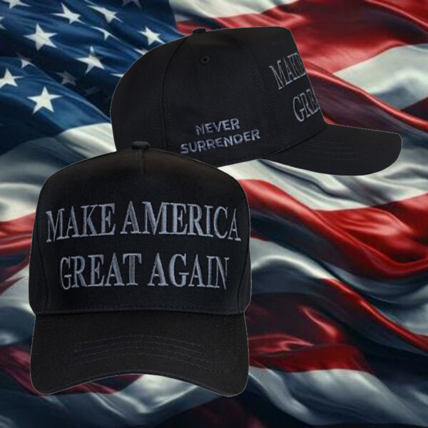 Dark Day Trump NEVER SURRENDER MAGA HAT3