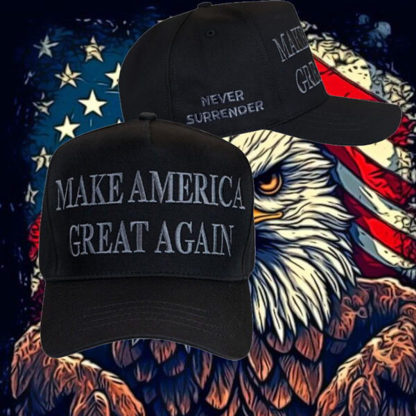 MAGA Never Surrender Black Baseball Cap