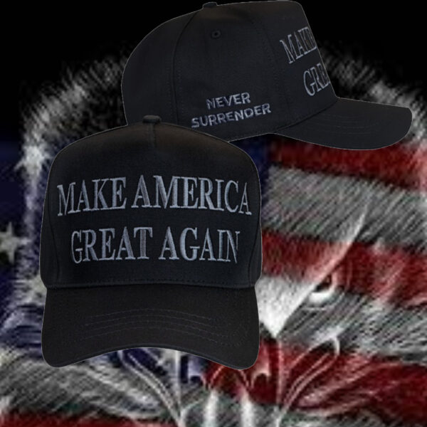 MAGA Never Surrender Black Baseball Cap1