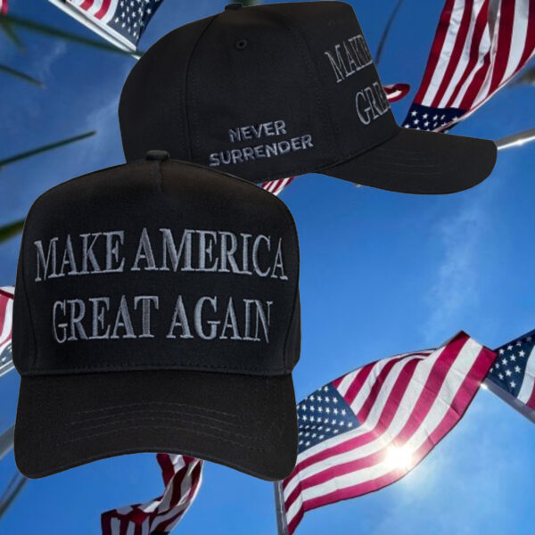 MAGA Never Surrender Black Trucker Hat3