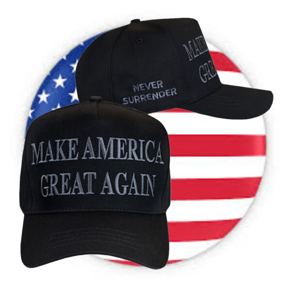 Never Surrender Black MAGA 2024 Hat