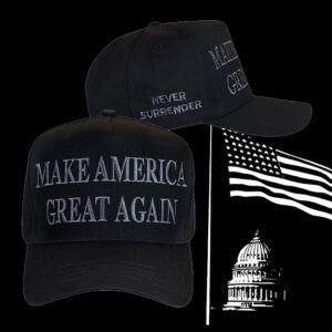 Never Surrender Black MAGA Dad Hat