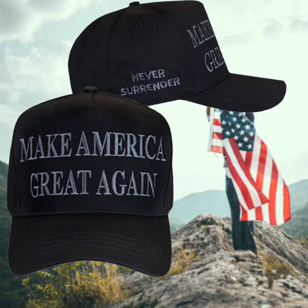 Never Surrender Black MAGA Dad Hat2