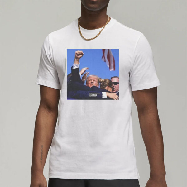 Donald Trump Fist Pump Shooting Album Cover T-Shirt3