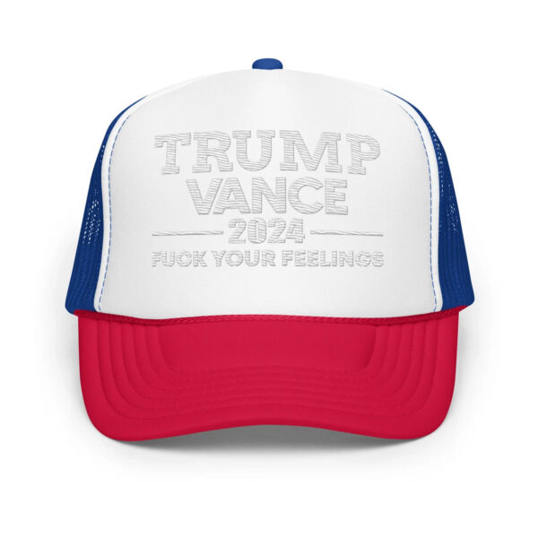 Trump Vance Trucker Hat, Trump Vance Hat, Trump Vance 2024 Hat, Red Trump Trucker Hat, Trump Hat, Fuck Your Feelings Trucker Hat, Red Hat1