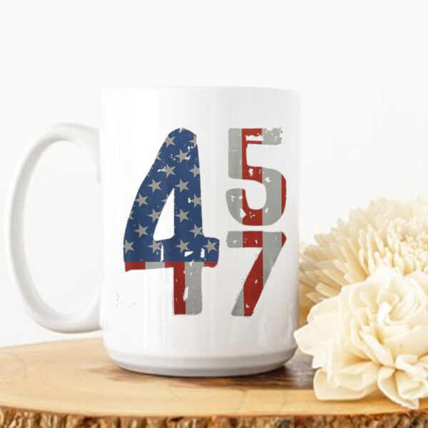 45 47 Trump 2024 American Flag On Back Mug