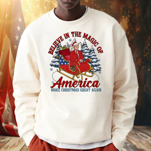 Believe In The Magic Of America Trump Santa ,Trump I'll Be Home for Christmas Shirt, Hoodie, Sweatshirt, Long Sleeve and Tank Top2