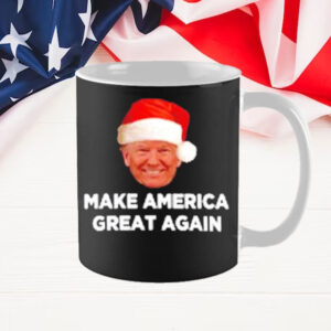 Donald Trump head Santa hat Make America Great Again Christmas Mug