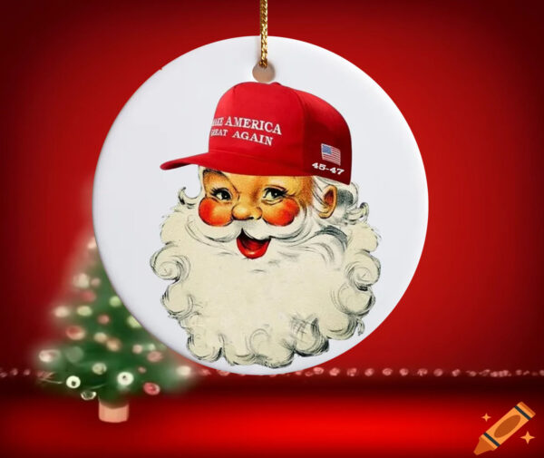 MAGA Santa Trump Ornament Gift, 45 47 Trump Ornament2