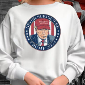 Never Surrender Trump 2024 Pocket T-Shirt1